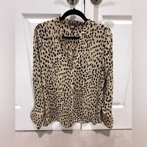 Vince Camuto Tan and Black Leopard Print Blouse